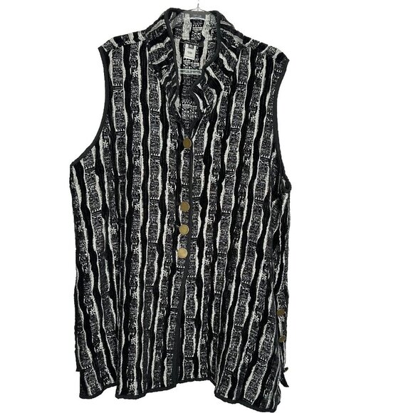 John Mark Vest Tunic Top 3X Black Button up Art to wear - Picture 1 of 9